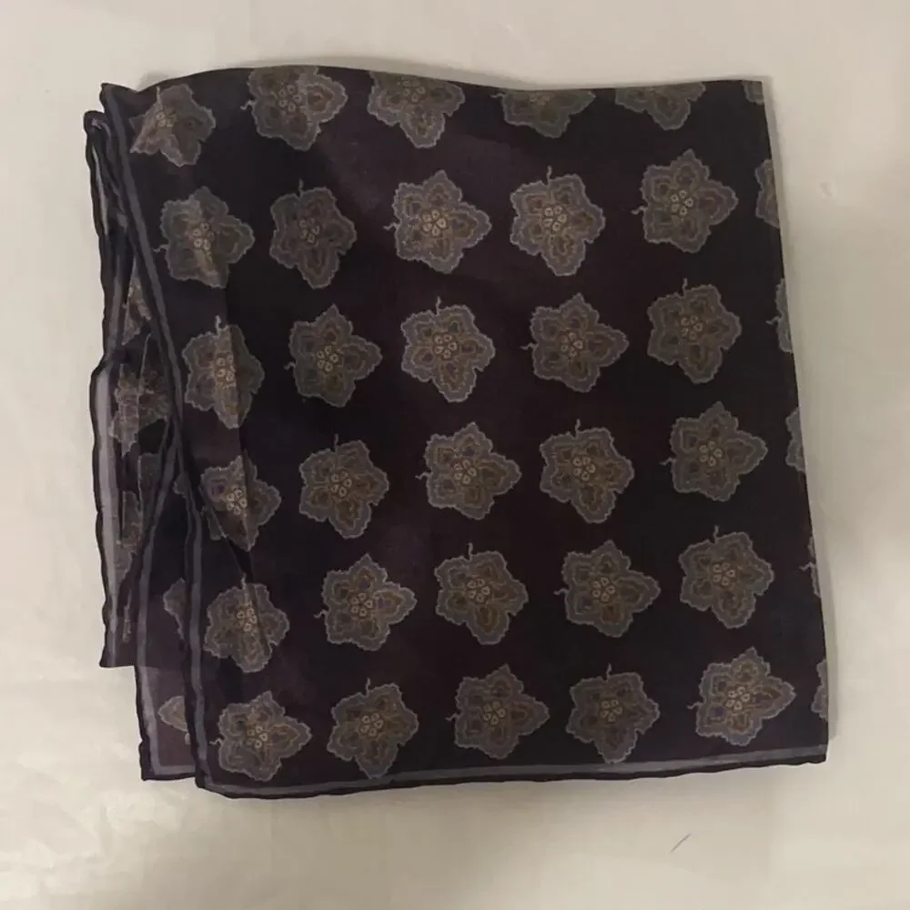 ROBERT TALBOTT Fine Silk Scarf Printed in Italy  - Purple - Semi Sheer